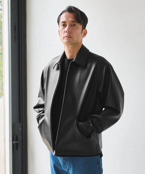 green label relaxing/レザーライク ジップ ブルゾン/その他コート / ブルゾン