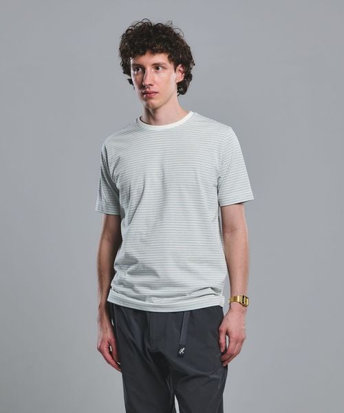 green label relaxing/LONG FIBER COTTON ボーダー クルーネック 半袖 Tシャツ/Tシャツ / カットソー