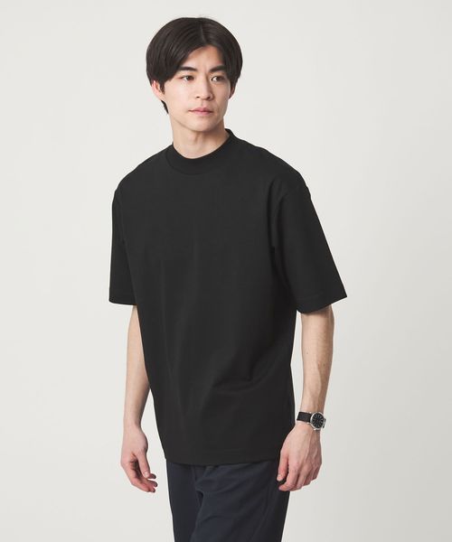 green label relaxing/オーガニックコットン ポンチ モックネック Tシャツ ―接触冷感―/Tシャツ / カットソー