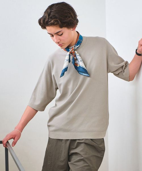 green label relaxing/コットンナイロン リンクス クルーネック ショートスリーブ ニット ―ウォッシャブル―/ニット / セーター