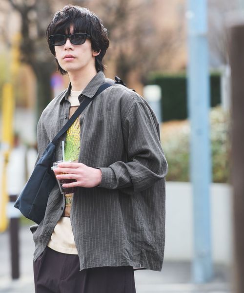 green label relaxing/フィブリル ストライプ柄 長袖 ボックス シャツ/シャツ / ブラウス