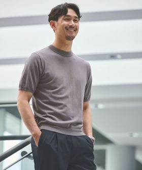 green label relaxing/【WEB限定】JUST fit ジャケイン モックネック 半袖 ニット/ニット / セーター