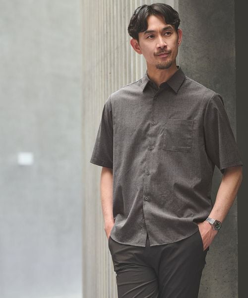 green label relaxing/【WEB限定】JUST fit ウールライク 半袖 シャツ/シャツ / ブラウス