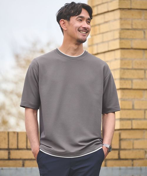 green label relaxing/【WEB限定】JUST fit フェイクレイヤード Tシャツ カットソー ―吸水速乾・抗菌―/Tシャツ / カットソー