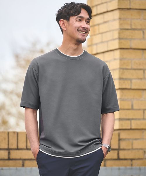 green label relaxing/【WEB限定】JUST fit フェイクレイヤード Tシャツ カットソー ―吸水速乾・抗菌―/Tシャツ / カットソー