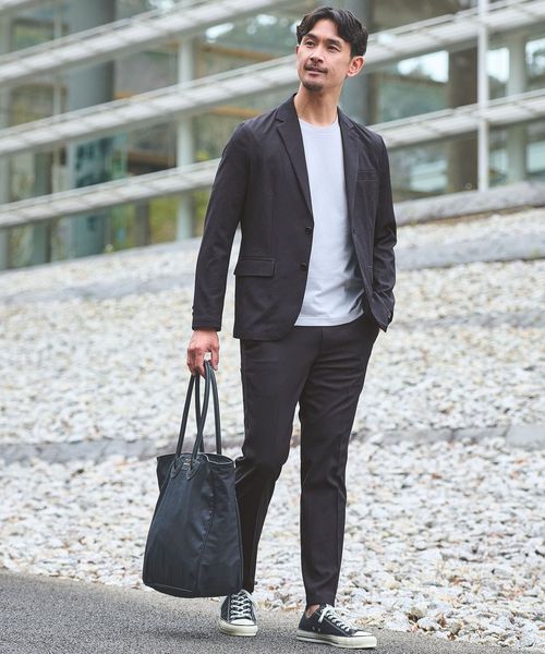 green label relaxing/【WEB限定】JUST fit エアリーカルゼ ナロー セットアップ―2WAYストレッチ・吸水速乾―/スーツ / セットアップ