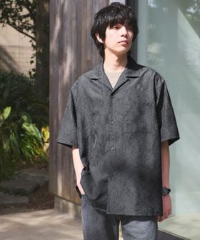 green label relaxing/リネンライク ジャガード オープンカラー 半袖 シャツ/シャツ / ブラウス