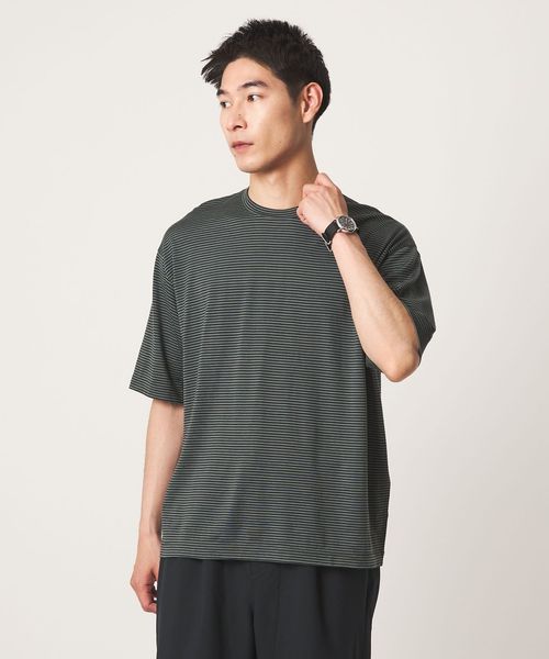 green label relaxing/FINE BASIC ボーダー Super100’s ウール 半袖 Tシャツ/Tシャツ / カットソー