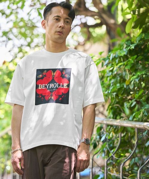 green label relaxing/DEYROLLE GLR プリント クルーネック 半袖 Tシャツ/Tシャツ / カットソー