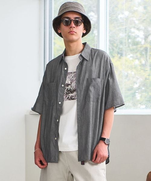 green label relaxing/2.25オンス デニム レギュラーカラー 半袖 シャツ/シャツ / ブラウス