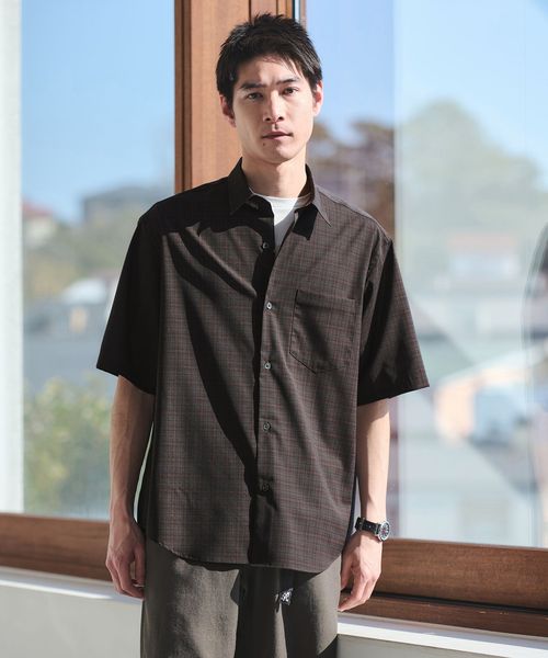 green label relaxing/ウォッシャブルトロ パターン ジャスト ルーズ 半袖 シャツ ―ウォッシャブル・ストレッチ―/シャツ / ブラウス