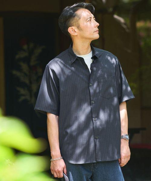 green label relaxing/ウォッシャブルトロ パターン ジャスト ルーズ 半袖 シャツ ―ウォッシャブル・ストレッチ―/シャツ / ブラウス