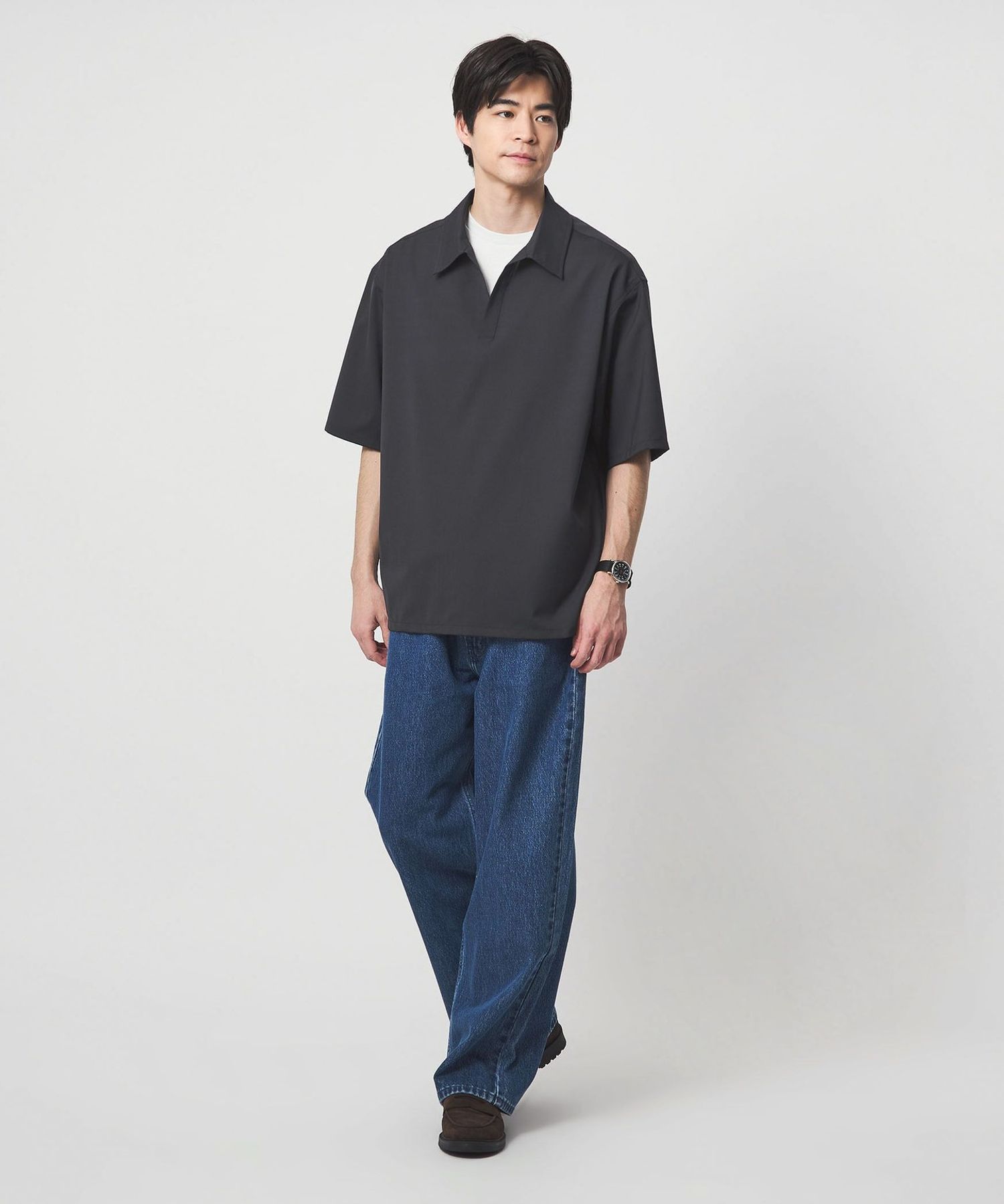 ウォッシャブルトロ スキッパー 半袖 シャツ プルオーバー 