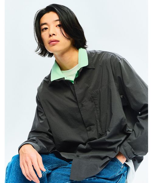 green label relaxing/WONDER CLOTH ボックス シルエット 長袖 シャツ ―ストレッチ・接触冷感・吸水速乾―/シャツ / ブラウス