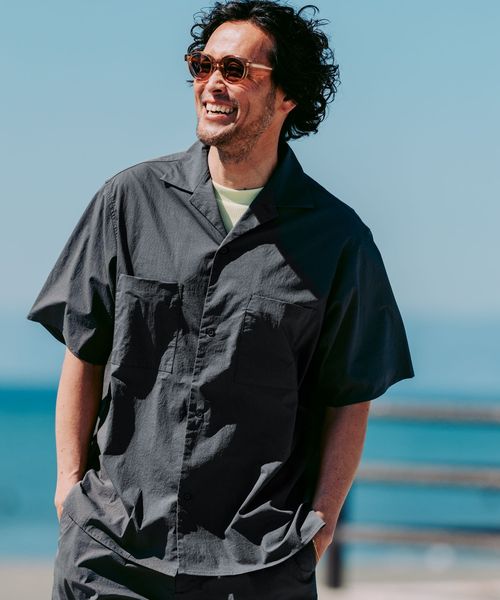 green label relaxing/WONDER CLOTH オープンカラー 3ポケット 半袖シャツ ―ストレッチ・接触冷感・吸水速乾―/シャツ / ブラウス