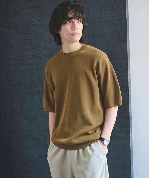 green label relaxing/BREEZY ペーパー 半袖 クルーネック ニット Tシャツ ―ハンドウォッシャブル・抗菌・通気性―/Tシャツ / カットソー