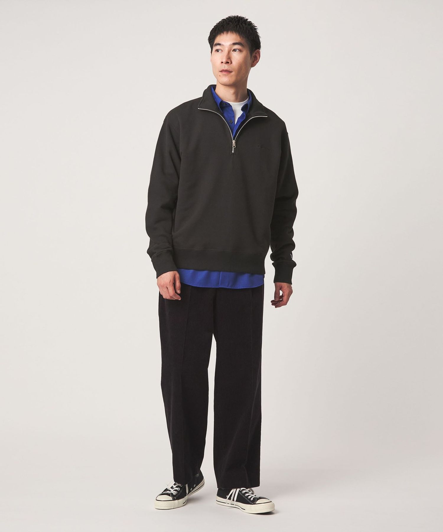 別注】＜Champion＞ハーフジップ 長袖 スウェット
