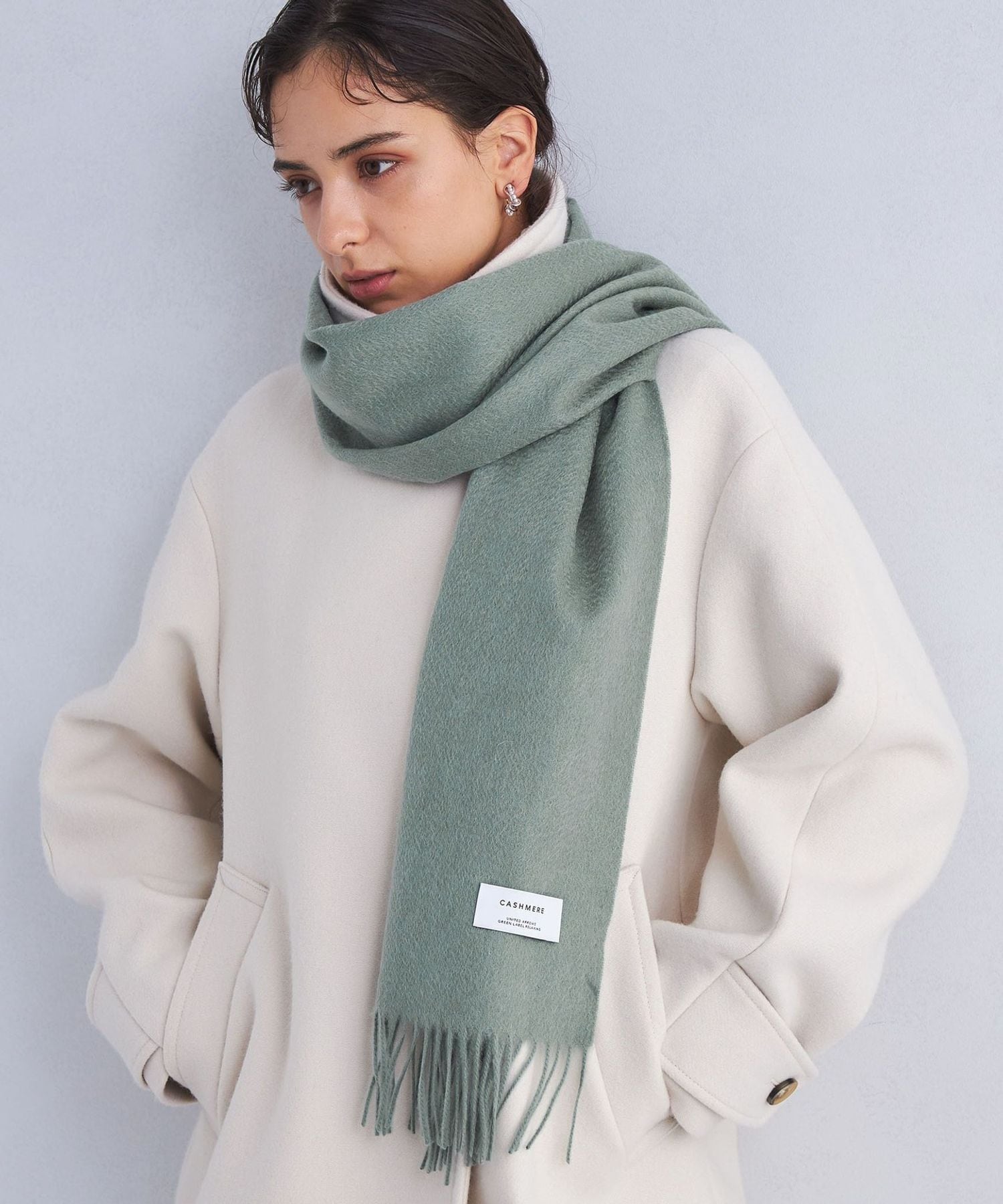 ユナイテッドアローズ カシミヤマフラー 新品 ブラック×グレー リバーシブル BEAUTY&YOUTH UNITED ARROWS（ビューティーアンドユース