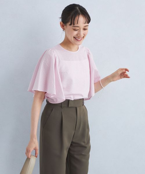 green label relaxing/サッカー ドレープ スリーブ プルオーバー カットソー/Tシャツ / カットソー