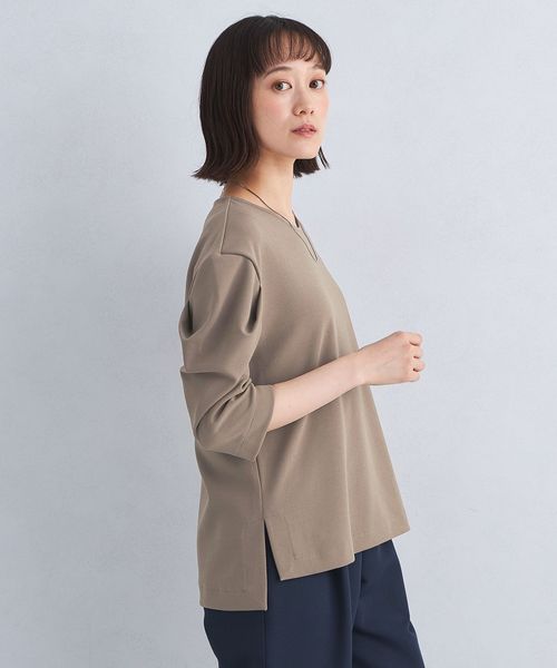 PLST - Feliz Lunes ブラック　七分袖プルオーバー 春も着たい】6分袖ランタンスリーブプルオーバー（カットソー