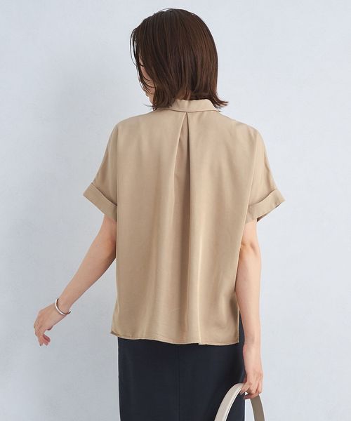 襟付き ワイド ショート スリーブ シャツ ―接触冷感―