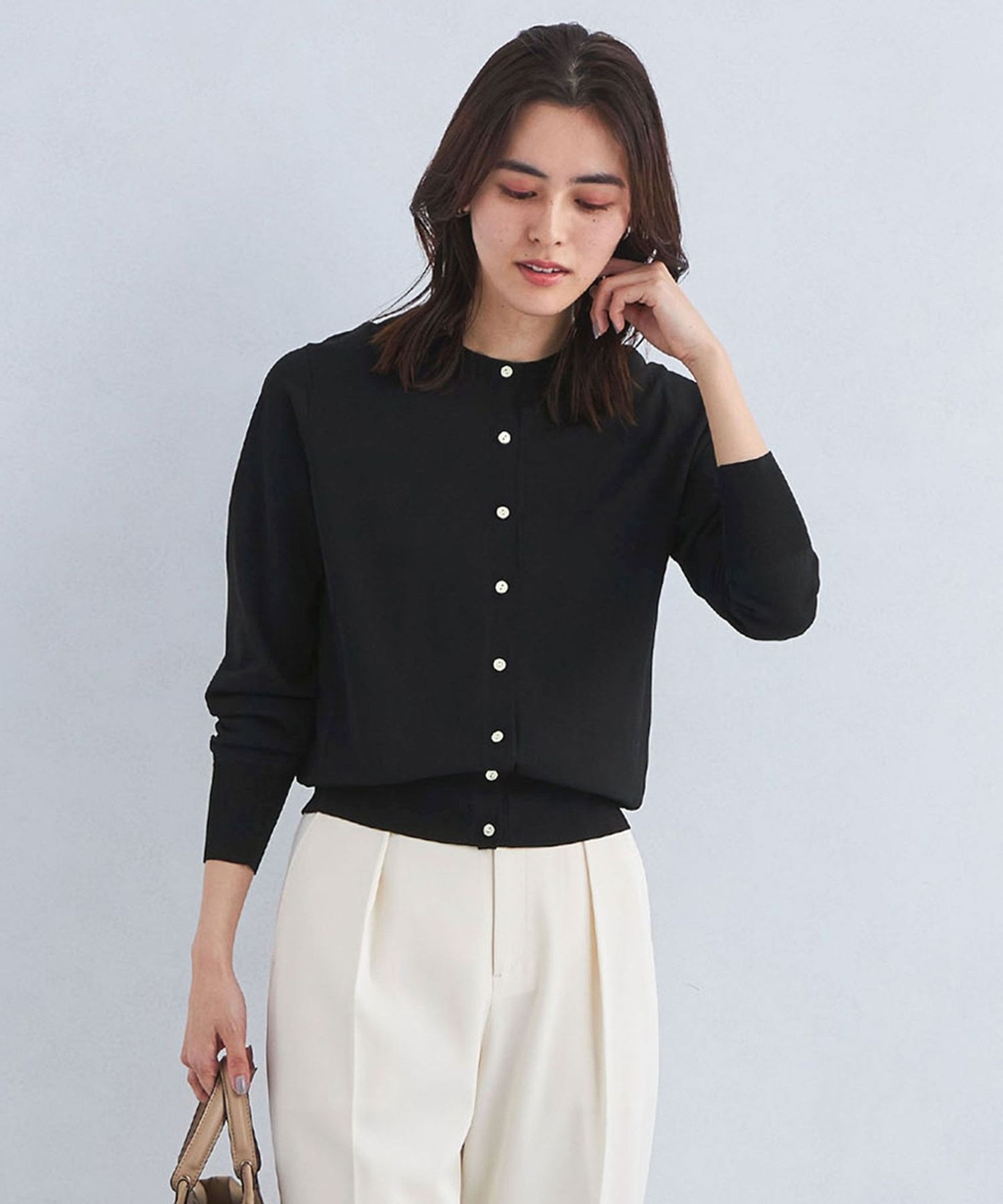 ドラキー クルーネック ニット カーディガン -ウォッシャブル・UVカット- 