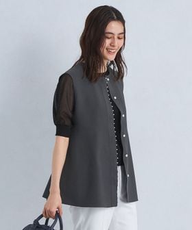 プチ フェイクパール ペプラム ジレ ニット 2 ―ウォッシャブル―