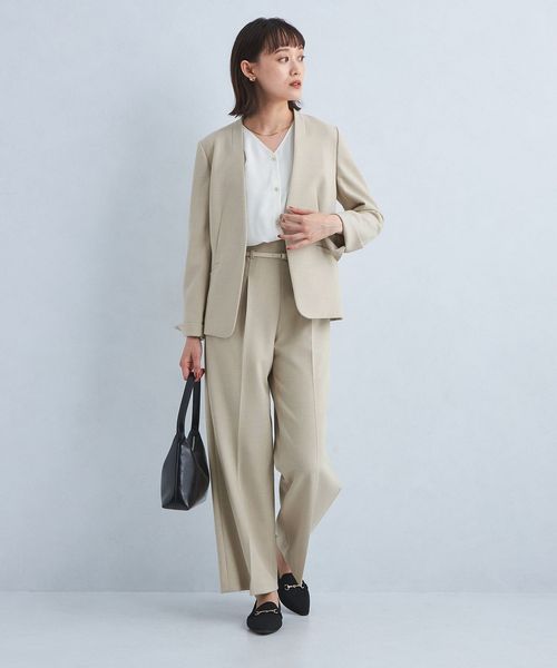 美品 おしゃれママ♡グリーンレーベル イネドママスーツ ノーカラー ネイビー S 新品】≪ネイビー/Mサイズ≫ノーカラー パンツスーツ レディース