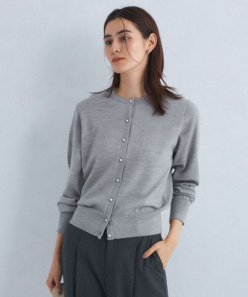 ウォッシャブルウール クルーネック ニット カーディガン 