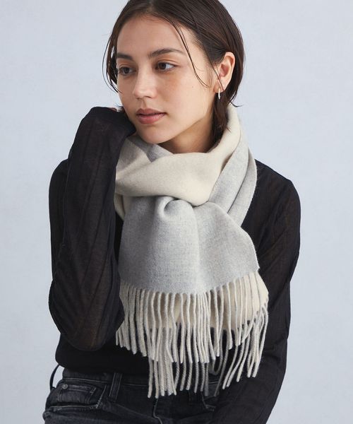 新品　ユナイテッドアローズ　白　ベージュ　リバーシブル　カシミヤ　ストール 新品ユナイテッドアローズ白ベージュリバーシブルカシミヤストール