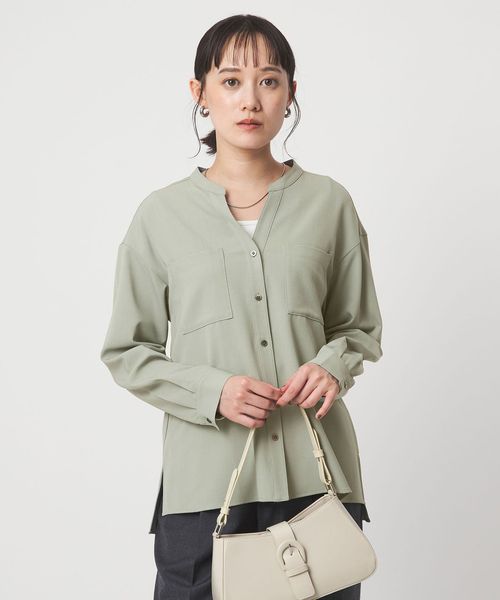 green label relaxing/スキッパー ポケット ロングスリーブ シャツ マシンウォッシャブル/シャツ / ブラウス