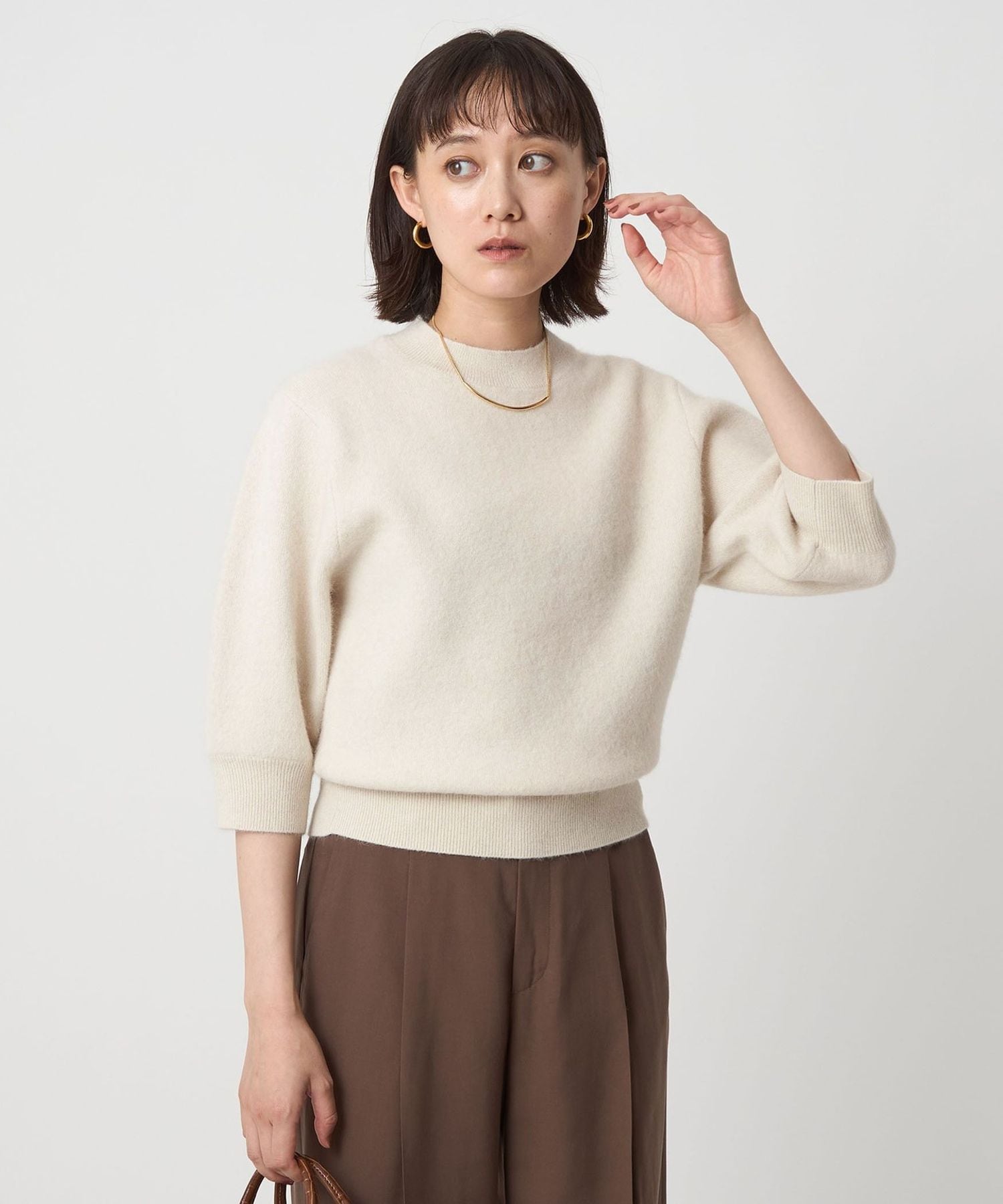 FOXブレンド ハーフスリーブ プルオーバー ニット