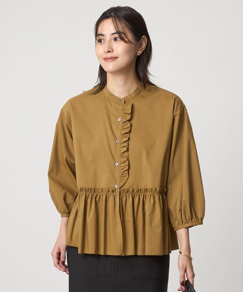 フリル ペプラム ブラウス