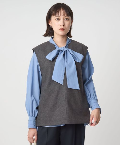 【美品】ユナイテッドアローズ　Vネック　ベスト　ジレ　ベルト アッシュクジャージー Vネック ベスト ウォッシャブル