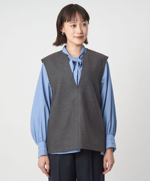 ユナイテッドアローズ Vネック ノーカラー ミドル ベスト ジレ ネイビー ユナイテッドアローズ Vネック ノーカラー ミドル ベスト ジレ