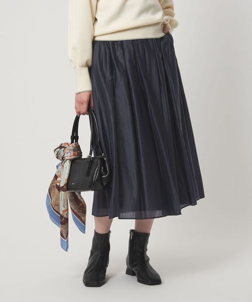 green label relaxing/［size SHORTあり］チンツシアー ギャザー スカート/ミモレ / ロング