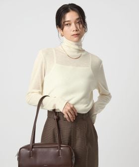 green label relaxing/ウール フライス タートルネック カットソー オフホワイト ライトブルー ウォッシャブル/Tシャツ / カットソー