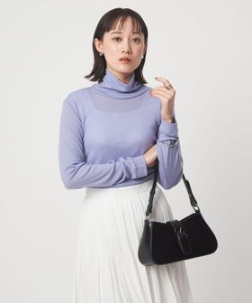 green label relaxing/ウール フライス タートルネック カットソー オフホワイト ライトブルー ウォッシャブル/Tシャツ / カットソー