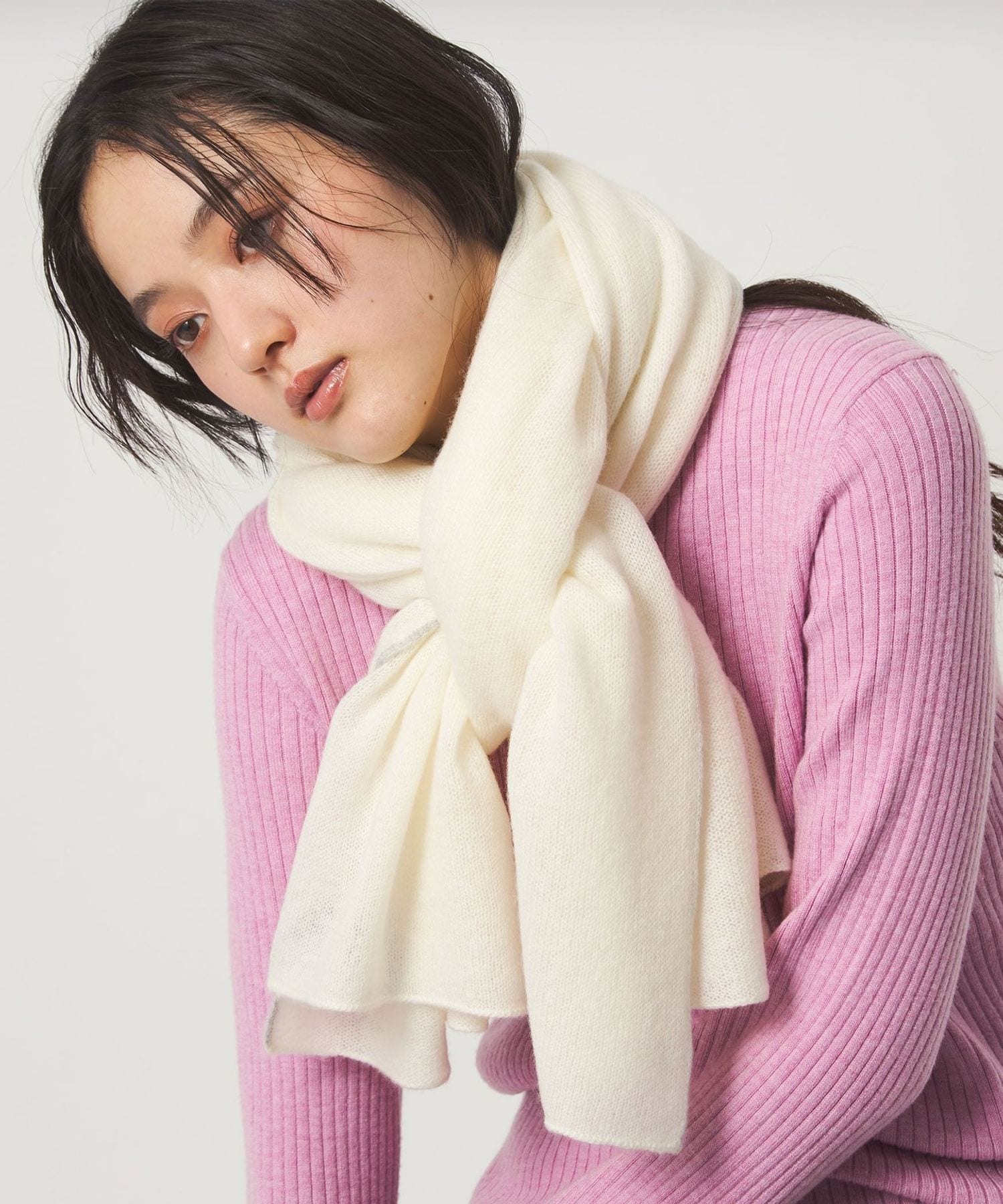 カシミヤニット サイドライン ストール