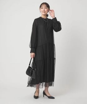 green label relaxing/チュール ティアード ワンピース/ドレス