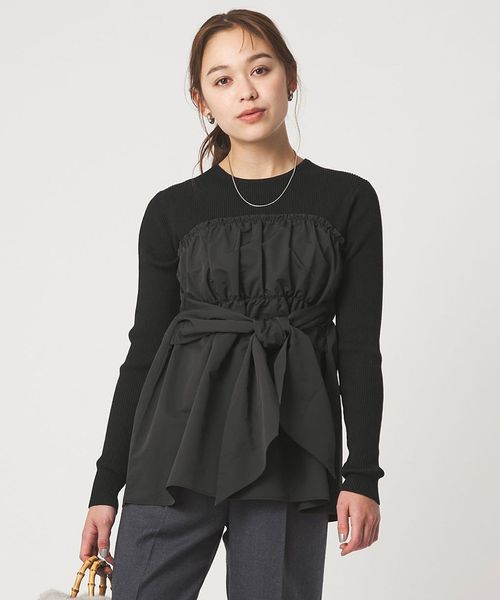 green label relaxing/タフタ ドッキング リボン プルオーバー ニット ウォッシャブル/ニット / セーター