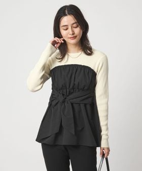 green label relaxing/タフタ ドッキング リボン プルオーバー ニット ウォッシャブル/ニット / セーター