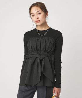 green label relaxing/タフタ ドッキング リボン プルオーバー ニット ウォッシャブル/ニット / セーター