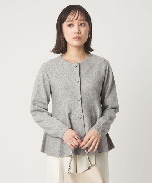 green label relaxing/ペプラム クルミボタン ニット カーディガン/カーディガン / ボレロ