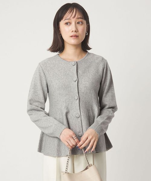 green label relaxing/ペプラム クルミボタン ニット カーディガン/カーディガン / ボレロ