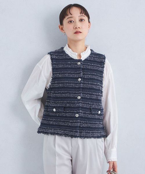 green label relaxing/ミックスツイードライク ニット ジレ ベスト ―ウォッシャブル―/ベスト