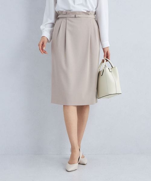 green label relaxing/サラフール ベルト タイト スカート ―マシンウォッシャブル・ストレッチ・UVカット―/ひざ丈