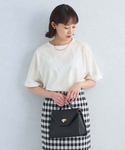 green label relaxing/トリコット ロールアップ スリーブ カットソー ―接触冷感―/Tシャツ / カットソー