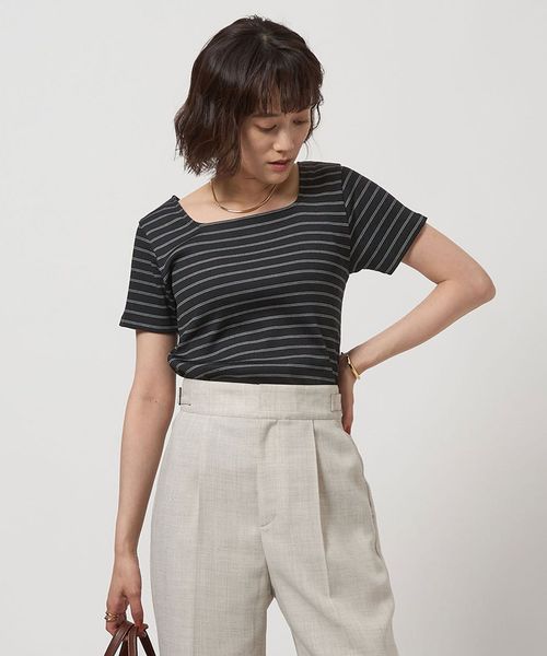 green label relaxing/ブライトリブ スクエアネック ショートスリーブ プルオーバー カットソー―制菌―/Tシャツ / カットソー