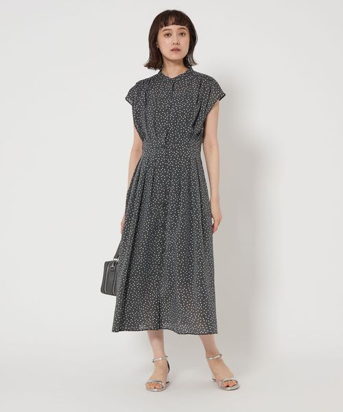 green label relaxing/カッセン ウエストタック フレンチスリーブ ワンピース/ワンピース